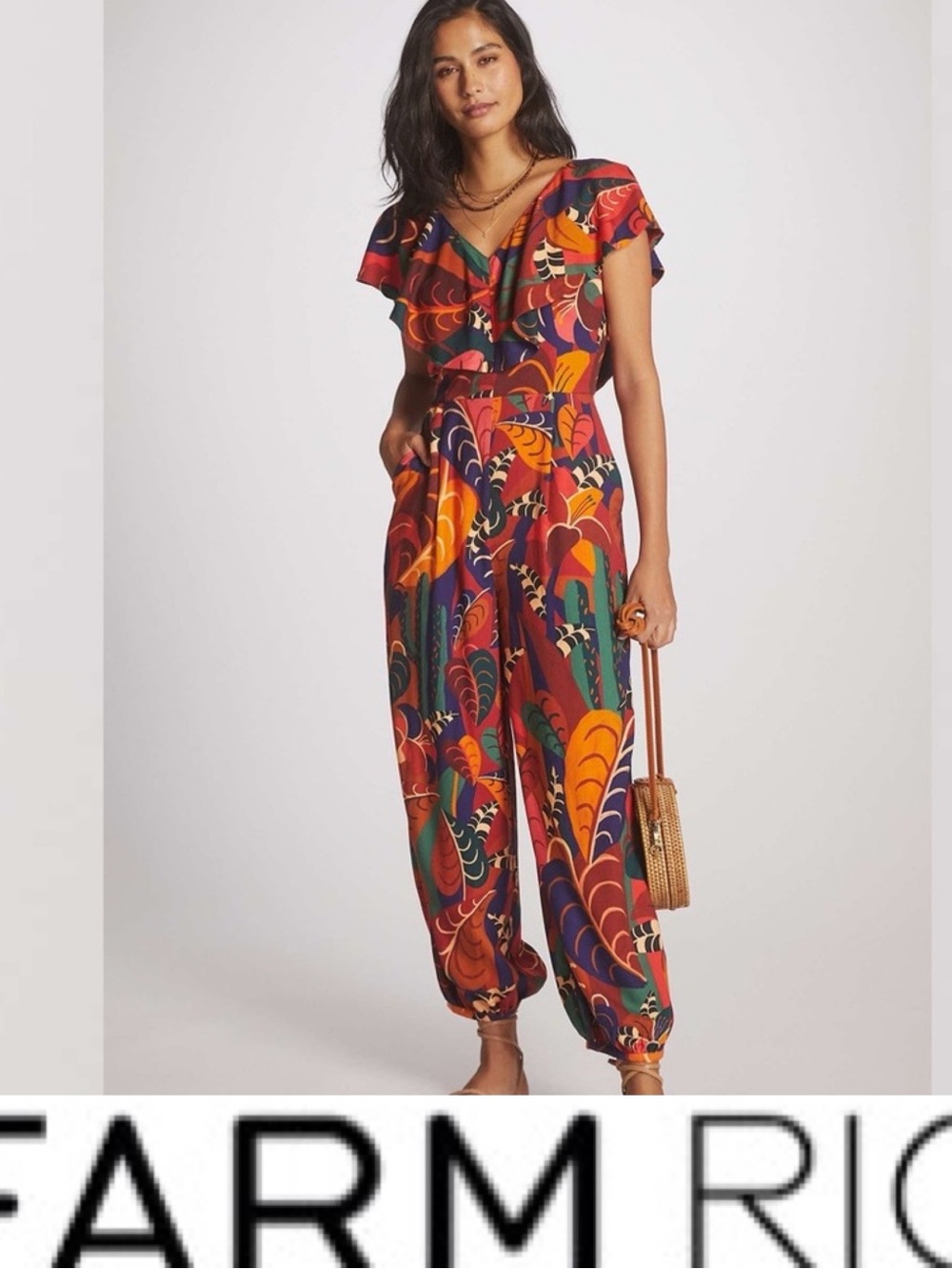 Farm Rio Ruffle Print Jumpsuit ❤️ NWOT Size Small
